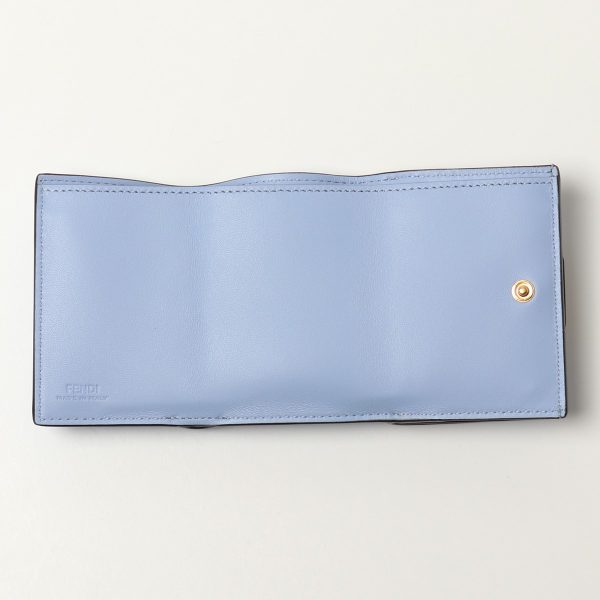 330513672 3 Fendi Baguette Trifold Micro FF Pattern Mini Wallet Blue