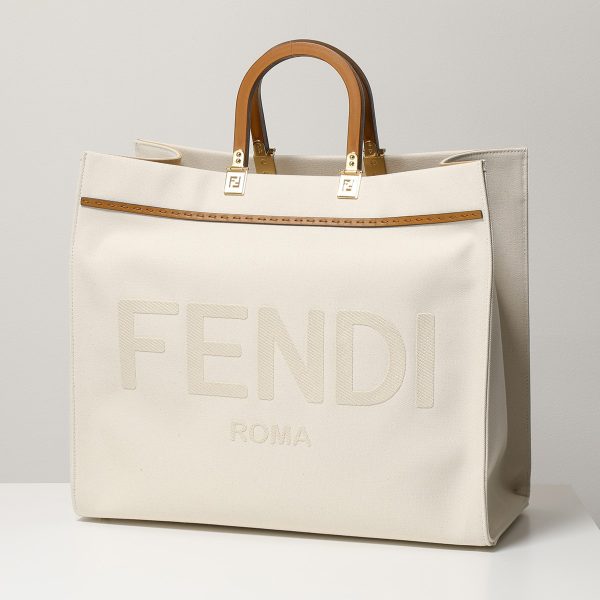 330614650 1 Fendi Sunshine Large Canvas Handbag Beige