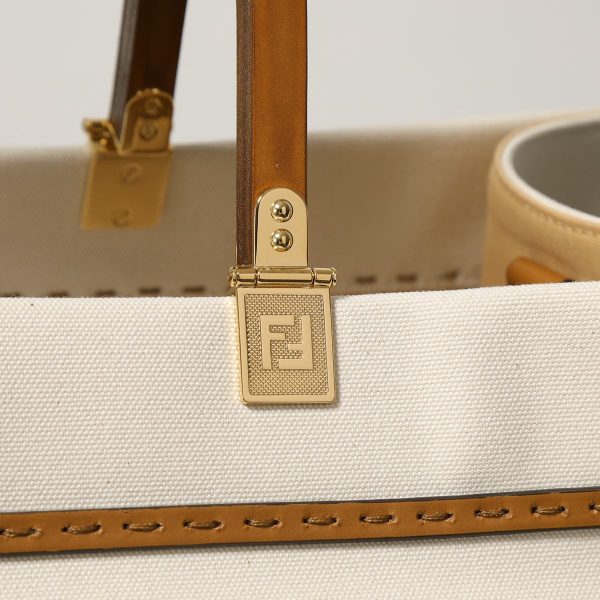 330614650 8 Fendi Sunshine Large Canvas Handbag Beige