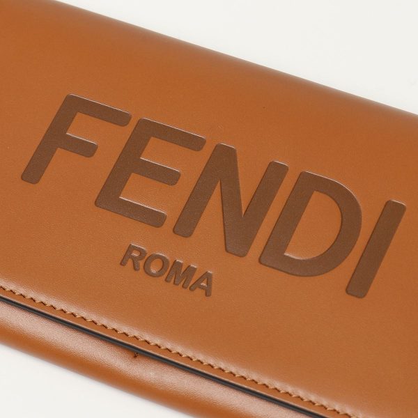 330616014 5 Fendi Continental Logo Leather Wallet Brown