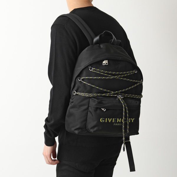 331109041 3 Givenchy Urb Backpack Logo Nylon Drawstring Bag Black Yellow