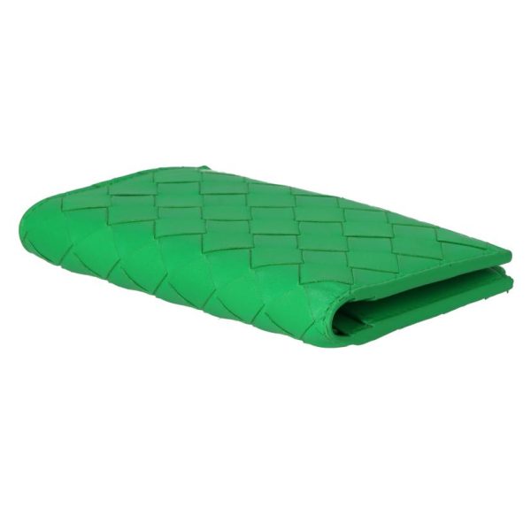 33111 3 Bottega Veneta Intrecciato Bi Fold Wallet Green