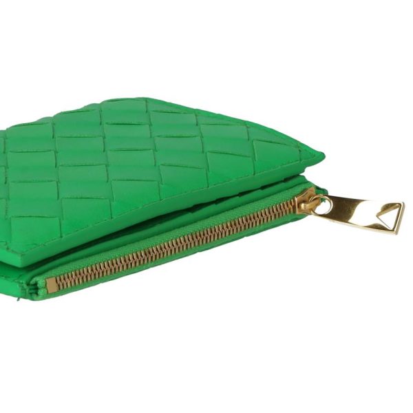 33111 4 Bottega Veneta Intrecciato Bi Fold Wallet Green