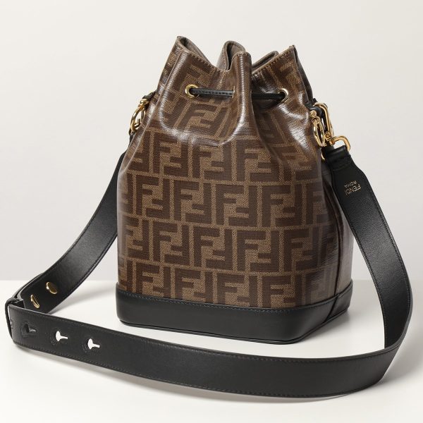 331118150 5 Fendi Montresor Grande Drawstring FF Logo Shoulder Bag Brown