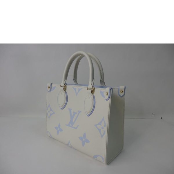 33212 3 Louis Vuitton On the Go PM Bicolor Empreinte Tote Bag Latte White