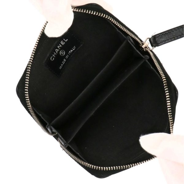 33296 4 Chanel Camellia Lambskin Coin Purse Black