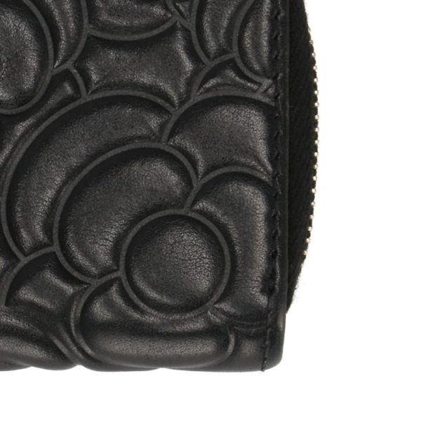 33296 6 Chanel Camellia Lambskin Coin Purse Black