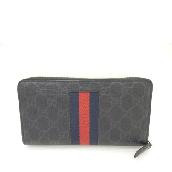 33578 2 Gucci GG Supreme Round Zipper Long Wallet