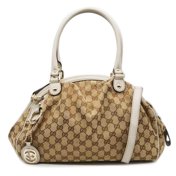 33687 1 Gucci GG Canvas Sookie Two Way Leather Hand Bag