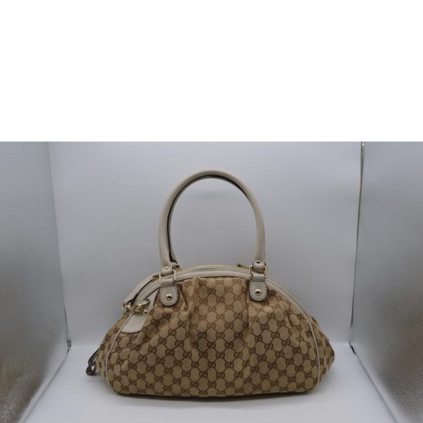 33687 2 Gucci GG Canvas Sookie Two Way Leather Hand Bag