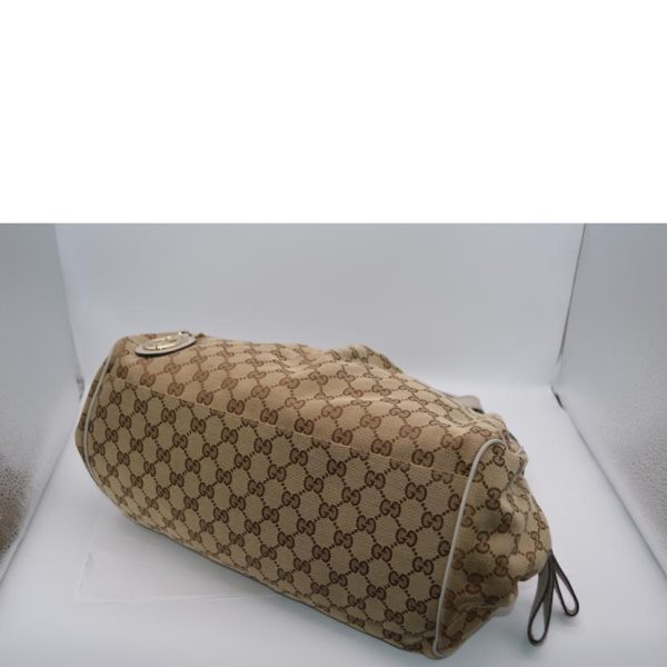 33687 3 Gucci GG Canvas Sookie Two Way Leather Hand Bag