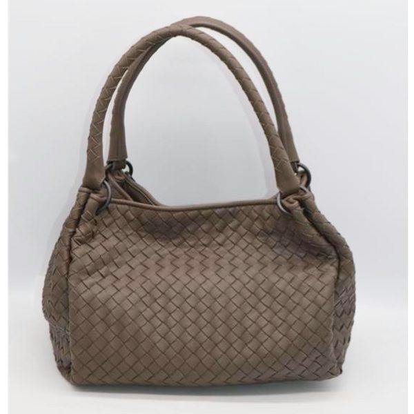 33694 2 Bottega Veneta Intrecciato Mini Parachute Leather Hand Gray