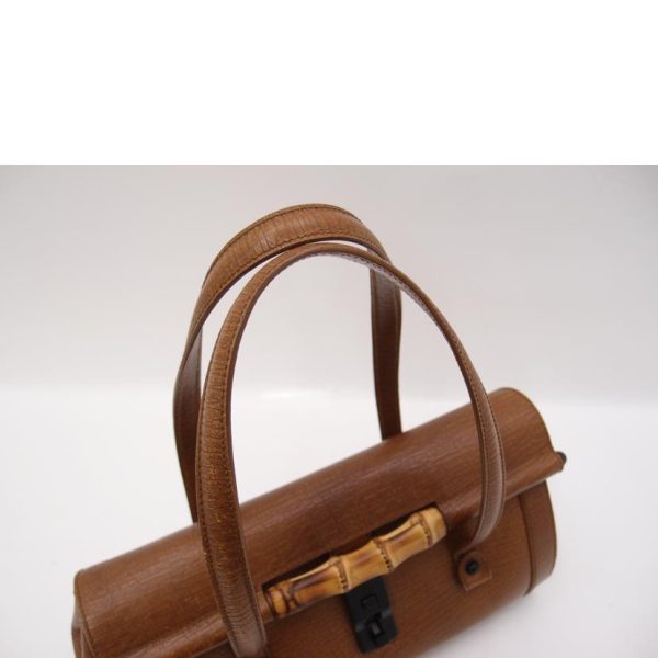 33711 4 Gucci Bamboo Leather Hand Bag Brown