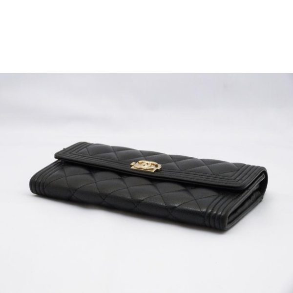 33783 3 CHANEL Boy Chanel Long Flap Wallet Black