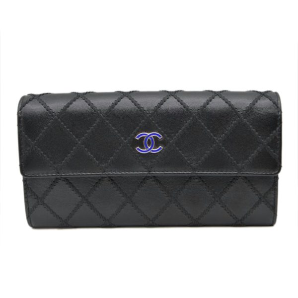 33946 1 CHANEL Ultra Stella Leather Long Wallet Noir