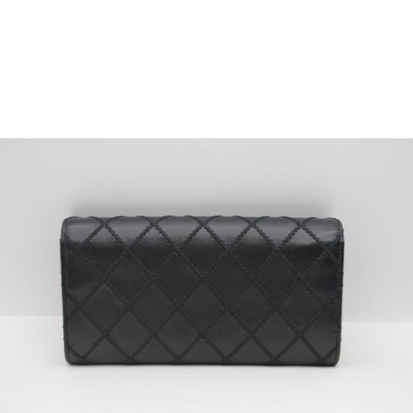 33946 2 CHANEL Ultra Stella Leather Long Wallet Noir