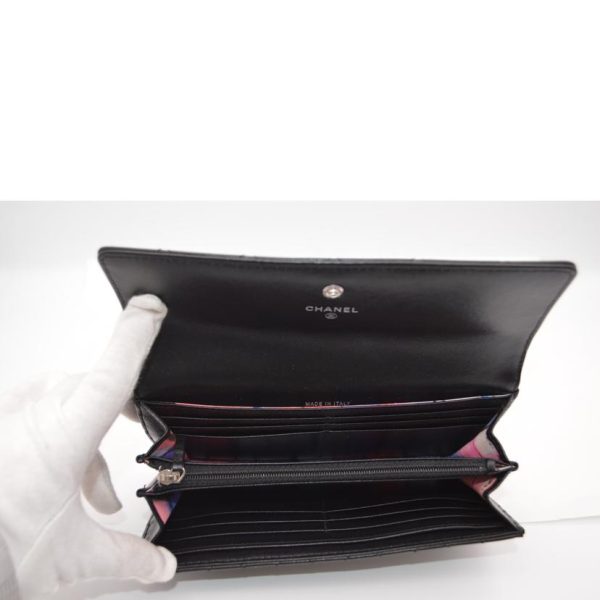 33946 5 CHANEL Ultra Stella Leather Long Wallet Noir