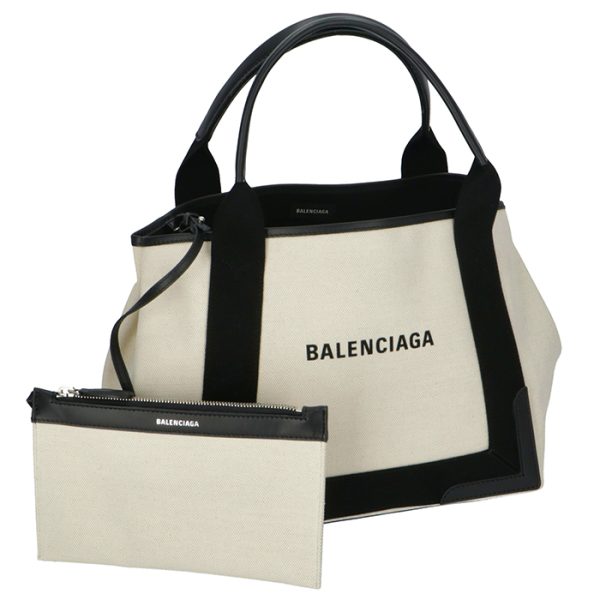 339933aq38n1081 Balenciaga Navy Cabas Tote Bag Beige