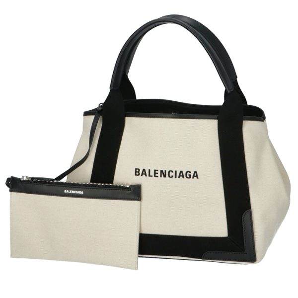 339933aq38n1081 1 Balenciaga Navy Cabas Tote Bag Beige