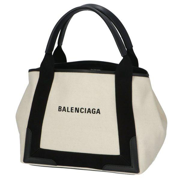 339933aq38n1081 2 Balenciaga Navy Cabas Tote Bag Beige