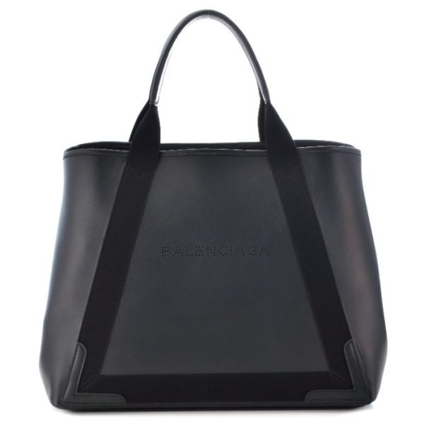 339936dqp1n1000 Balenciaga Navy Hippo Tote Bag Black