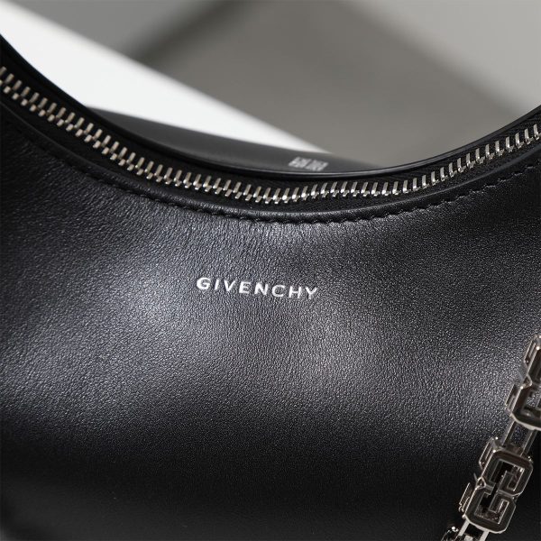 340629078 13 Givenchy Moon Cut Out Leather Shoulder Bag Black