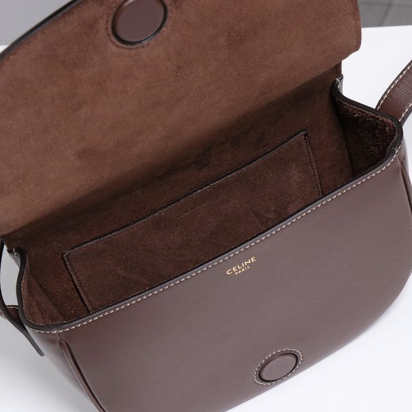 341101475 10 Celine Folco Leather Crossbody Pochette Bag Chestnut