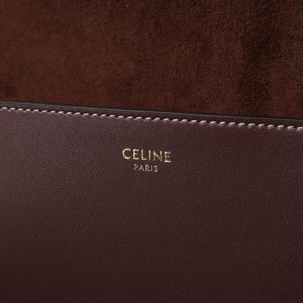 341101475 11 Celine Folco Leather Crossbody Pochette Bag Chestnut