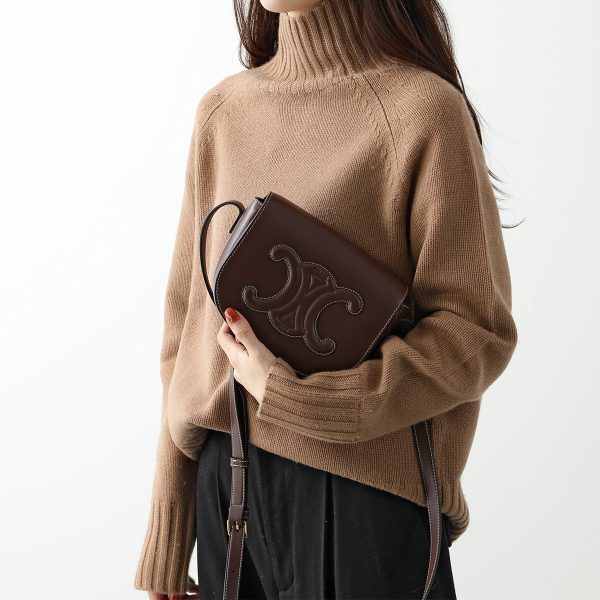 341101475 5 Celine Folco Leather Crossbody Pochette Bag Chestnut