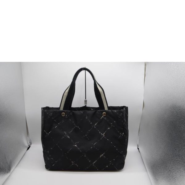 34217 2 Chanel Old Travel Line Tote MM Bag Noir