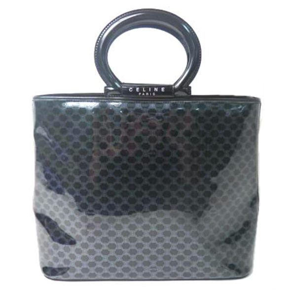 34377 1 Celine Handbag Macadam Pattern Enamel Black