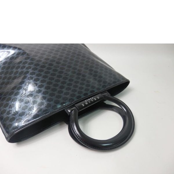 34377 4 Celine Handbag Macadam Pattern Enamel Black