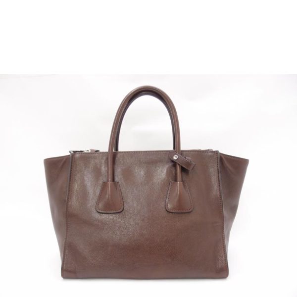 34468 2 Prada Leather 2WAY Tote Brown