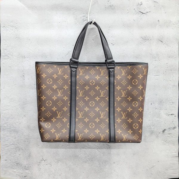 344 02 Louis Vuitton Monogram Macassar Weekend Tote PM Brown