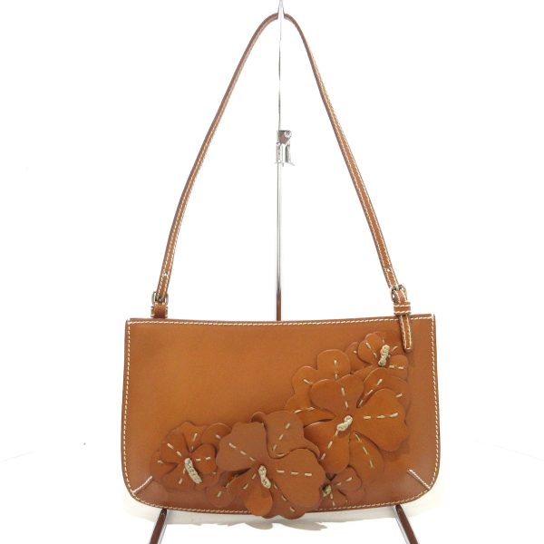 34577713 1 Celine Flower Leather Shoulder Bag Brown