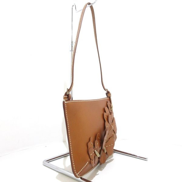 34577713 2 Celine Flower Leather Shoulder Bag Brown