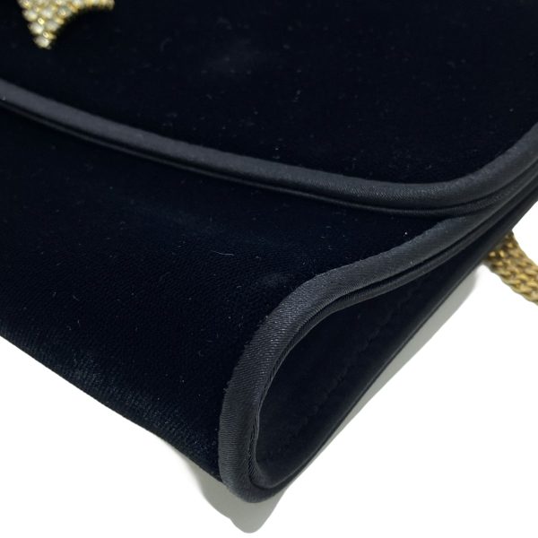 34583798 7 Gucci Shoulder Bag Chain Black Gold Velor