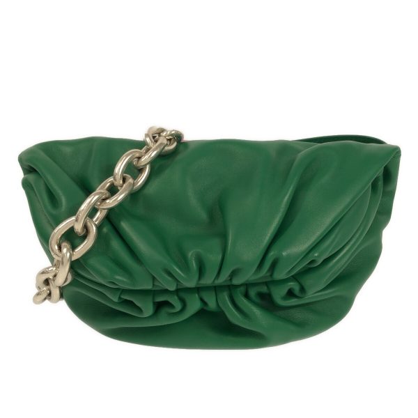 34583820 1 Bottega Veneta The Chain Pouch Green Calf Shoulder Bag