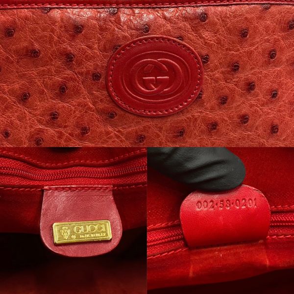 346k231539390 3 Gucci Vintage Vintage GG Ostrich Leather Mini Boston Bag Red