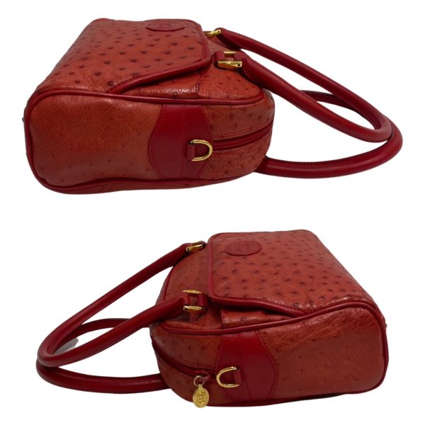 346k231539390 5 Gucci Vintage Vintage GG Ostrich Leather Mini Boston Bag Red