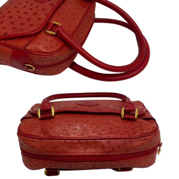 346k231539390 7 Gucci Vintage Vintage GG Ostrich Leather Mini Boston Bag Red