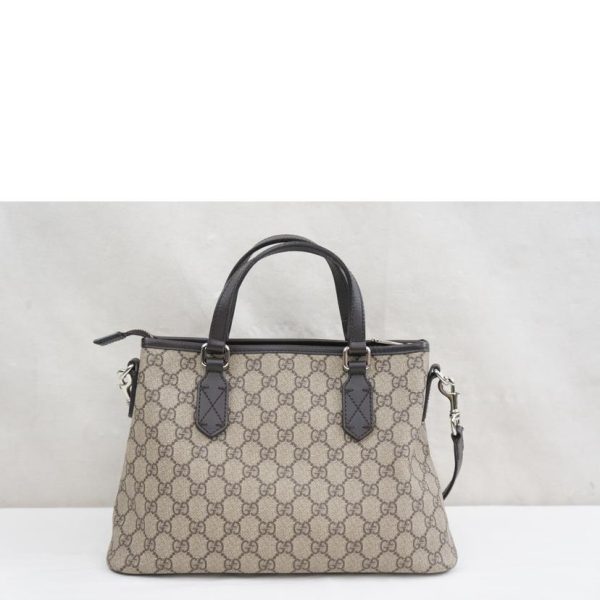 34776 2 Gucci GG Supreme 2Way Leather Handbag Black