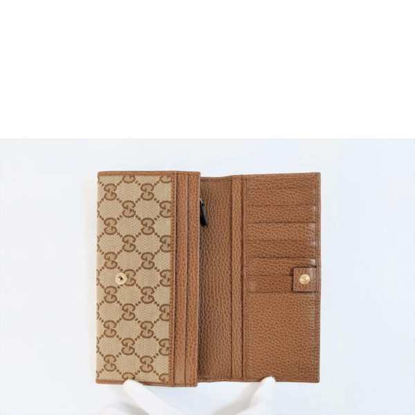 34872 4 Gucci GG Canvas Flap Bifold Long Wallet