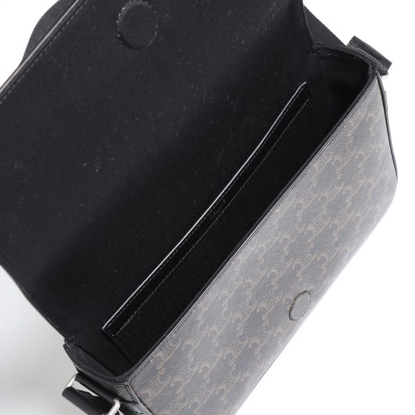 350808202 6 Celine Flap Messenger Triomphe Crossbody Bag Black