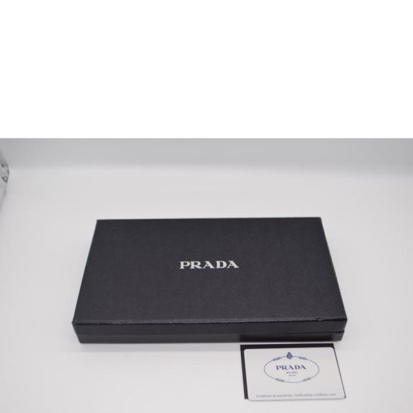 35146 8 Prada Saffiano Organizer Round Zipper Long Wallet Black