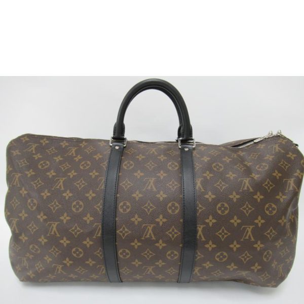 35163 2 Louis Vuitton Keepall Bandouliere 55 Monogram Duffle Bag Brown