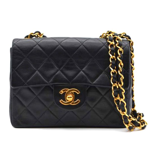 35221 1 Chanel Mini Matra Serum Lambskin Chain Shoulder Bag Noir