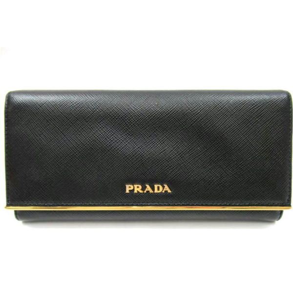 35347 1 PRADA Prada Bi Fold Long Wallet Saffiano Bag Black