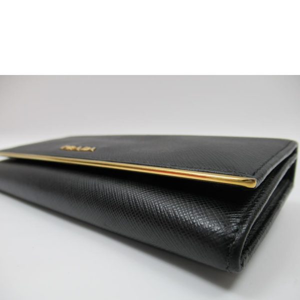 35347 3 PRADA Prada Bi Fold Long Wallet Saffiano Bag Black