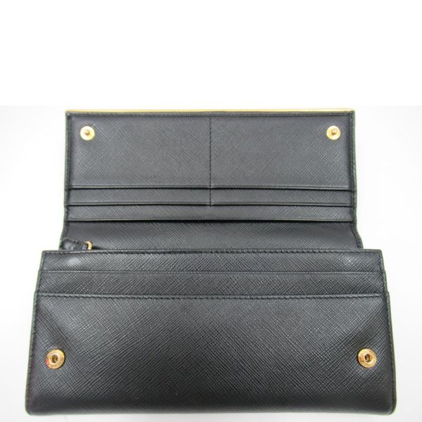 35347 4 PRADA Prada Bi Fold Long Wallet Saffiano Bag Black